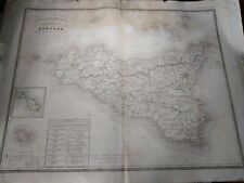 Sicilia grande Carta geografica metà 800 G. Pozzi