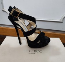 Sandalo Jimmy Choo Donna Taglia 36,5 NERO Camoscio Platform Con Scatola Original