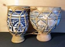 Vintage Tam Tam Marocchino Realizzato In Argilla E Pelle Dipinto A Mano.