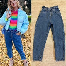 JEANS ZARA PAPERBAG BAGGY DENIM BLU VITA ALTA EUR 34 IT 38 FERRAGNI