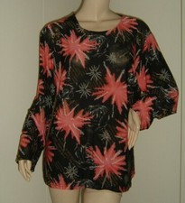 MAGLIA BLUSA DONNA FANTASIA NERO CORALLO TAGLIA L LEGGI LE MISURE TAGLIE FORTI