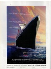 PUBBLICITA' ORIGINALE VINTAGE DEL 1983 -QUEEN MARY 2 CUNARD LINES