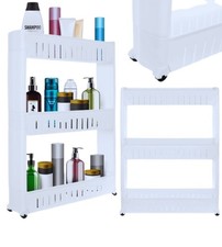 Carrello Salvaspazio Carrellino Slim Cucina Bagno Ripostiglio 3 Ripiani 4 Ruote