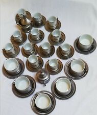 Servizio da caffe 12 tazze e the 6 tazze con 2 zuccheriere in ceramica e peltro