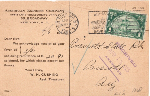 1925 american express ricevuta - american,