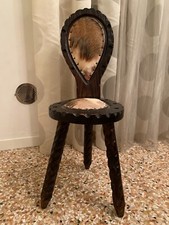 sgabello sedia coloniale etnico vintage legno pelle cavallino