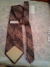Vintage Italy Erreuno Milano Silk Necktie copper olive raspberry