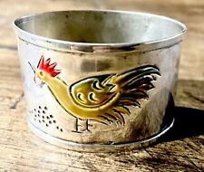 Portatovagliolo in argento 800/1000 vintage anni 50 gallo smaltato Made in Italy