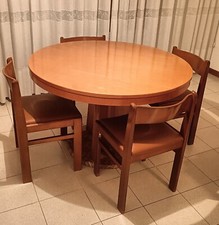 tavolo Rotondo In Noce  allungabile Con Base In Marmo, usato Completo Di 4 Sedie