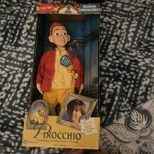 Equity Toys nuovo con scatola Pinocchio 14" bambola parlante Jonathan Taylor Thomas 1996 ha bisogno di pipistrello