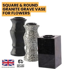 Vaso commemorativo in granito per fiori - pietra massiccia rotonda per cimitero o giardino