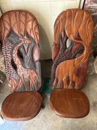 Coppia sedie africane legno - coppia,