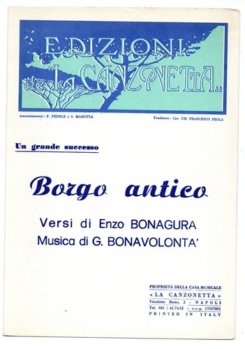 Spartito musicale borgo - borgo, antico