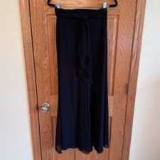 Dressbarn pantalone donna nero gamba larga palazzo floreale taglia 10 formale lungo tinta unita