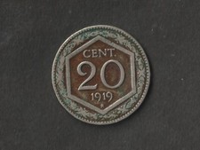 1919 Regno d'Italia Centesimi 20 Scudo moneta SPLcircolata Vittorio Emanuele III