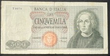 Banconota 5000 Lire Colombo
