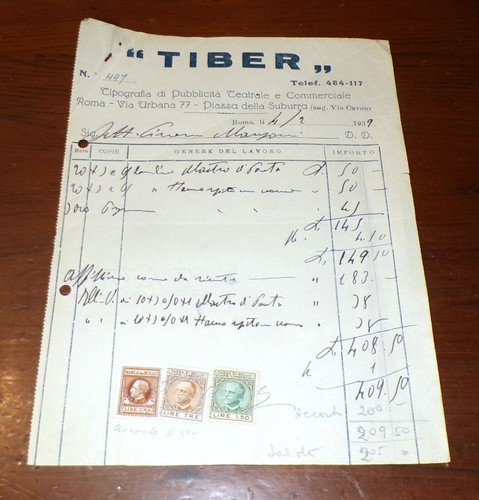Fattura tipografia tiber - tipografia,