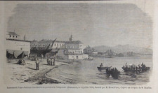 Stampa antica Varo Barca Desenzano Brescia Lombardia II Guerra Indipendenza 1859