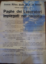 GOVERNO MIL.ALLEATO 3 VENEZIE-PAGHE DEI LAVORATORI IMPIEGATI NEI RACCOLTO-1945