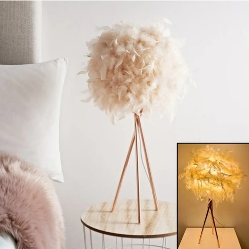 Lampada piuma oro rosa - piuma,