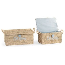 SET due CESTI CESTONI in vimini OH BABY CELESTE allestimento BATTESIMO 1BOO