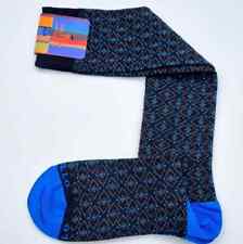 Calze Lunghe Gallo Micro Fantasia Turchese Cotone fondo Lavagna Tg. Unica 40-45