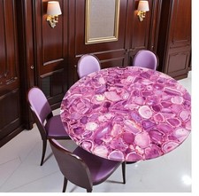 Tavolo rotondo in agata rosa