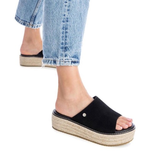 Ciabatte donna xti - nere, pelle