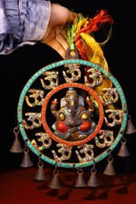 Gemma bronzo gZi perline Ganesha Buddha sei parole proverbi campane eolie da appendere al muro