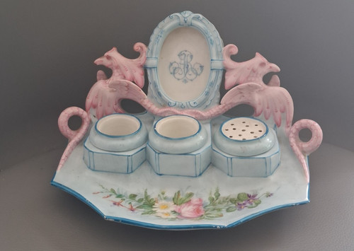 Encrier rocaille faience de - encrier,