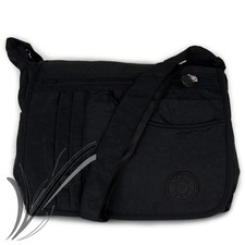 Borsa tracolla donna nera giornaliera capiente grande di tela leggera da ufficio