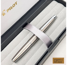 Penna stilografica Pilot Myu Short H771 acciaio inox pennino F vintage rara con difetti