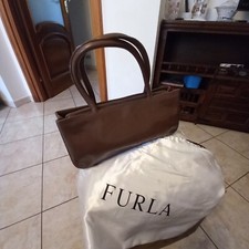 Borsa A Spalla Donna Furla, Vintage, Pelle Marrone, Made In Italy, Mis. 37x17x10