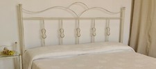 Testata letto in ferro battuto matrimoniale Fiocco avorio decorato oro
