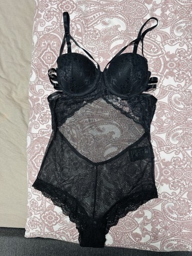 Body donna pizzo 36 nero - body,
