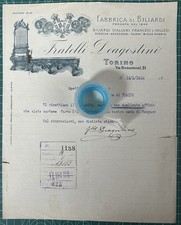 Rara Fattura Fabbrica di Biliardi Fratelli DEAGOSTINI-Torino 1916