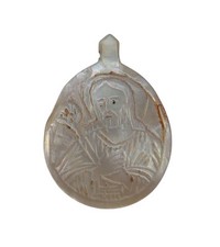 *HH* Medaglia Religiosa Votiva Devozionale Ciondolo Madreperla Madonna Gesù 