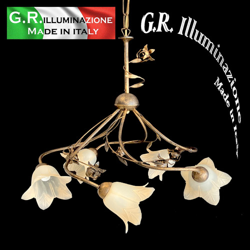 Lampadario ferro battuto 5 - battuto,