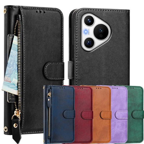 Zipper leather wallet - wallet, phone