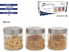 Set 3 Tris Barattoli Con Coperchio Vetro Contenitori Pasta Biscotti 750ml dfh