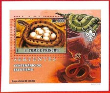 A3380 - SAO TOME & PRINCIPE, ERROR MIPERF, souvenir s: 2007, serpenti,...