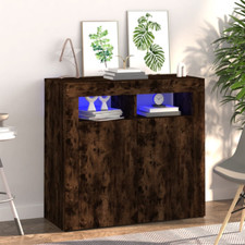 vidaXL Credenza con Luci LED Rovere Fumo 80x35x75 cm