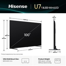 Hisense 100U7Q TV 100" Pollici LCD Mini Led Uled