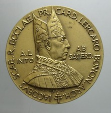MEDAGLIA CARDINALE LERCARO BOLOGNA IN BRONZO DORATO