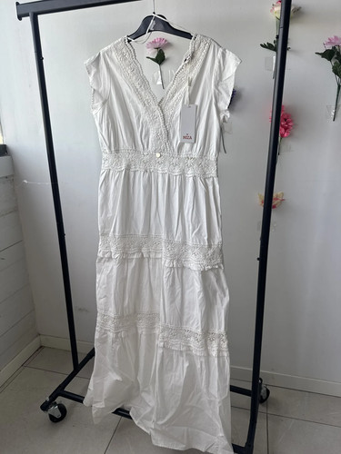 Vestido largo blanco con - largo,