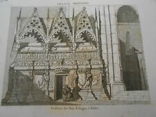 1836 INCISIONE ACCIAIO TOMBA DEL RE DI ARAGONA IN CALICE TERRAGONA SPAGNA 