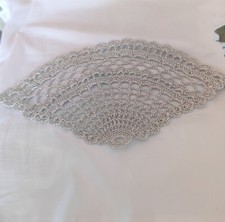 Ventaglio Argento Argentato Uncinetto. Fatto A Mano. 23*13