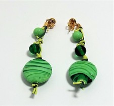 Orecchini Donna Madagascar Verde Antica murrina Vetro Murano Made in Italia v201