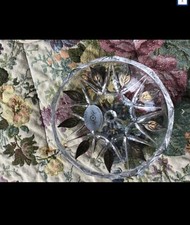 Piatto in cristallo di piombo 24% con foglie in argento 1000 dall'Italia