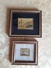 Lotto 2 cromolitografie d'arte su foglia oro 23 KT